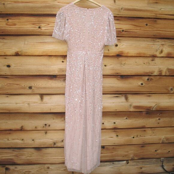 Mac Duggal 35109 Pink Embellished Flutter Sleeve Gown Dress MOB $698 - Picture 10 of 13